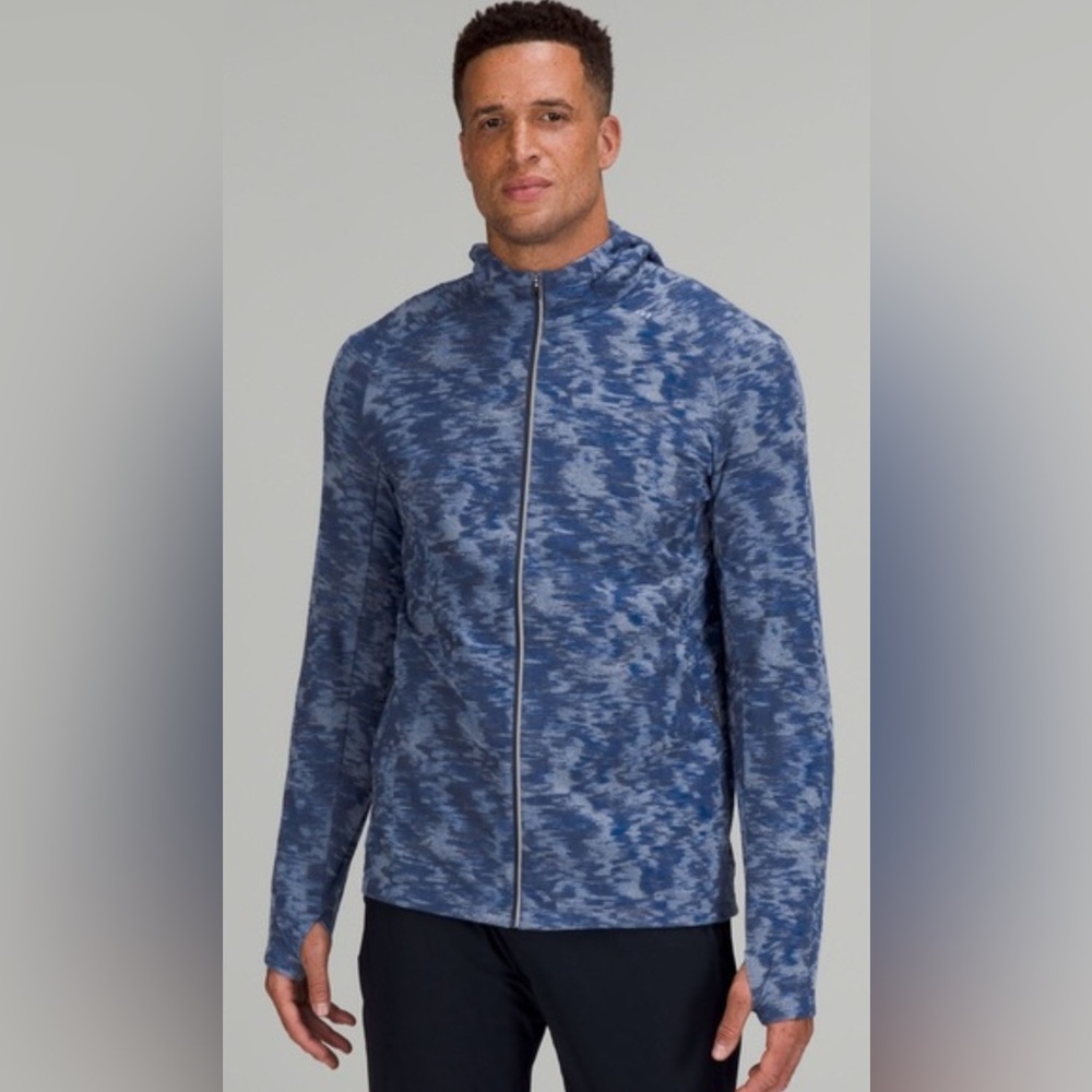 *Lululemon Surge Warm Full Zip Data Rush Mini Jacquard Chambray Mineral Blue